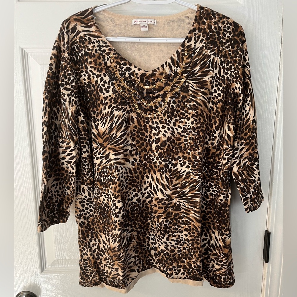 Animal Print V-Neck Top